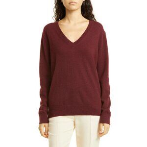 VINCE Plum Wine Weekend V-neck Cashmere Sweater Size Large 26634